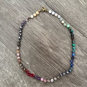 Handmade hand knotted mixed gemstone necklace